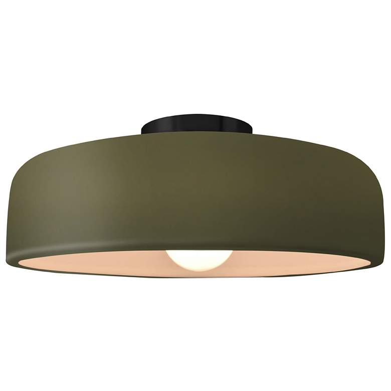 Image 1 Radiance 13"W Matte Green Frame Matte Black Medium Spire LED Semi.Flus