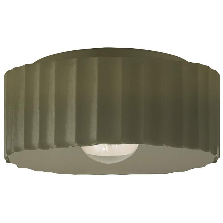 Image 1 Radiance 13"W Matte Green Large Gear Flush.Mount