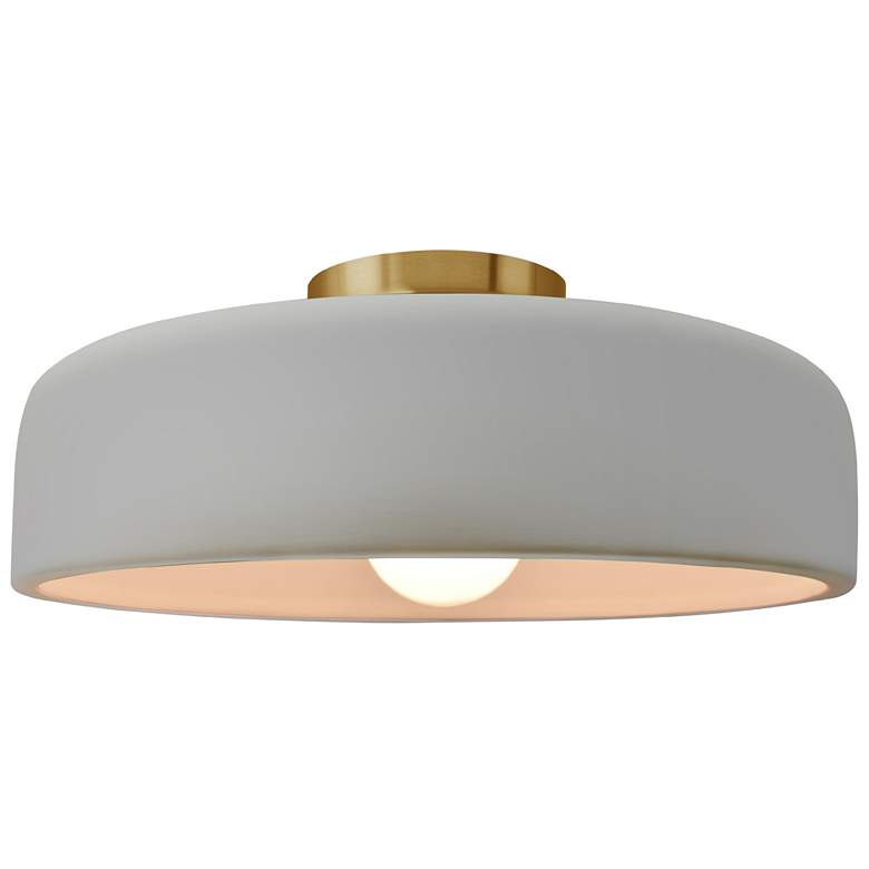 Image 1 Radiance 13"W Matte White Frame Brushed Brass Medium Spire LED Semi.Fl