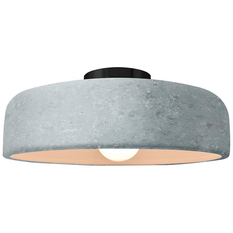 Image 1 Radiance 13"W Medium Spire Matte Black LED Semi.Flush w/ Concrete Shad