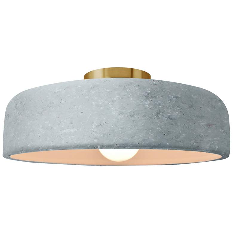 Image 1 Radiance 13"W Medium Spire Polished Brass Semi.Flush w/ Concrete Shade