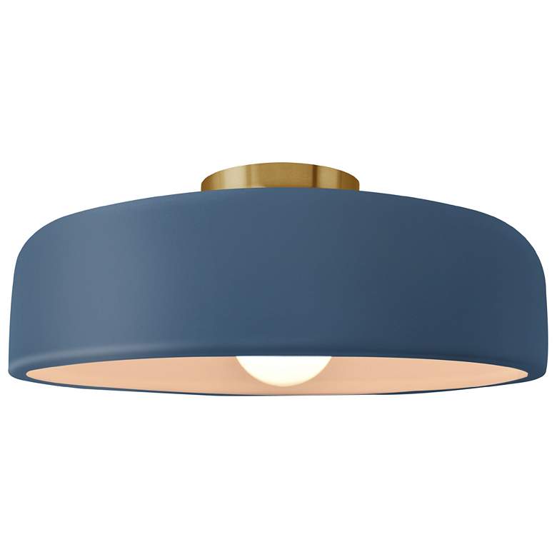 Image 1 Radiance 13"W Midnight/White Frame Brushed Brass Medium Spire Semi.Flu