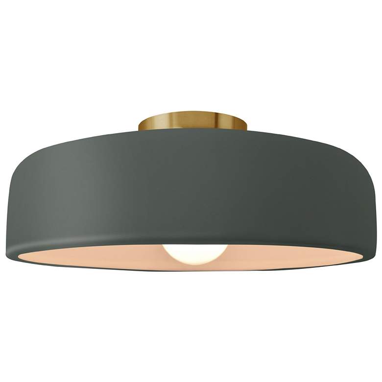 Image 1 Radiance 13"W Pewter Green Frame Brushed Brass Medium Spire Semi.Flush