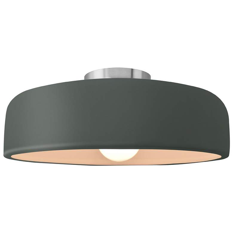 Image 1 Radiance 13"W Pewter Green Frame Brushed Nickel Medium Spire Semi.Flus