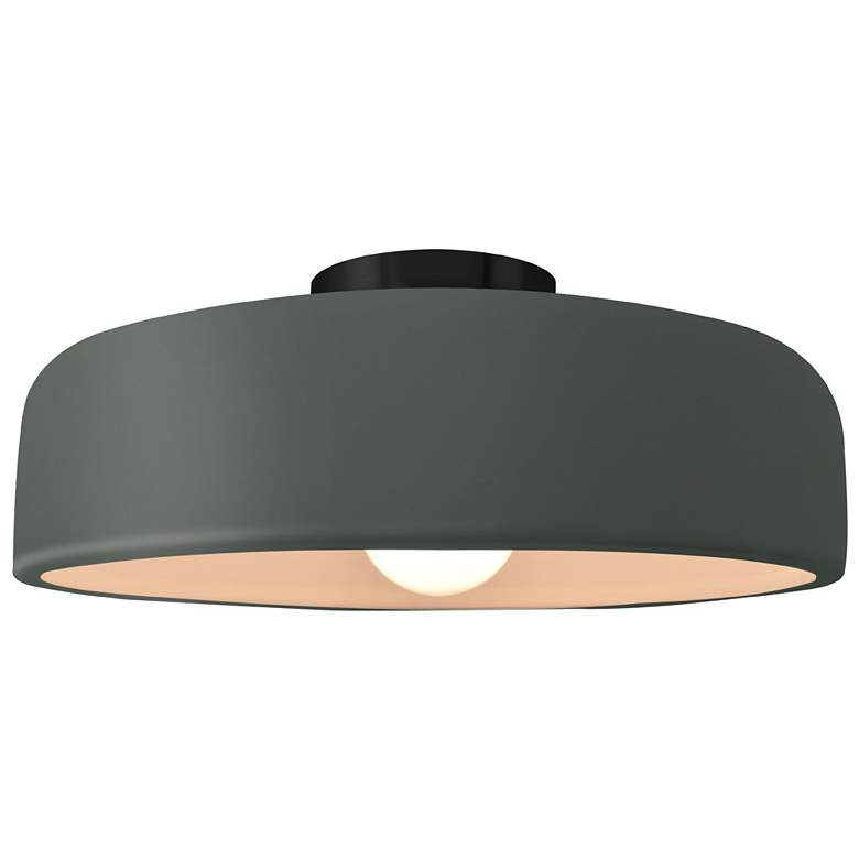 Image 1 Radiance 13"W Pewter Green Frame Matte Black Medium Spire LED Semi.Flu