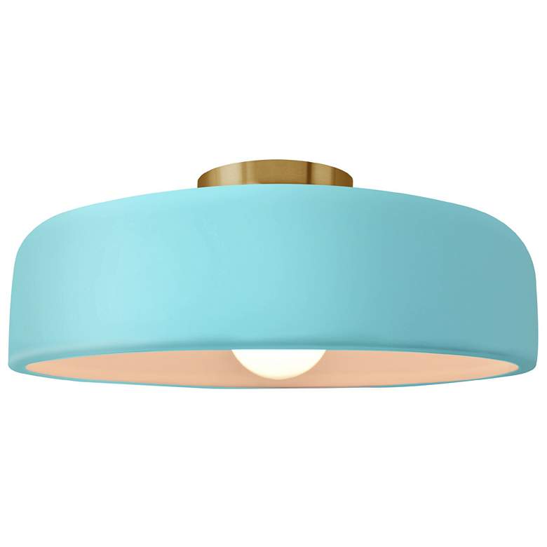 Image 1 Radiance 13"W Reflecting Pool Frame Brushed Brass Spire LED Semi.Flush