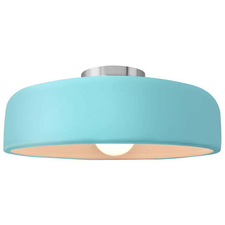 Image 1 Radiance 13"W Reflecting Pool Frame Brushed Nickel Spire LED Semi.Flus
