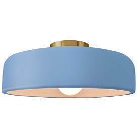Image1 of Radiance 13"W Sky Blue Frame Brushed Brass Medium Spire LED Semi.Flush