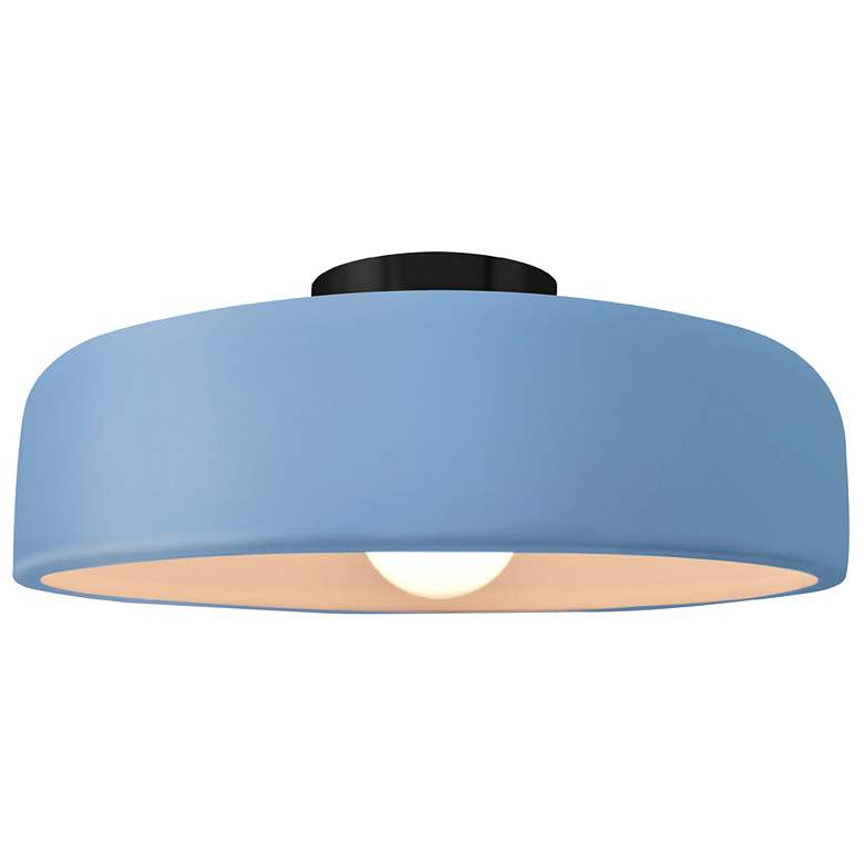 Image 1 Radiance 13"W Sky Blue Frame Matte Black Metal Medium Spire Semi.Flush