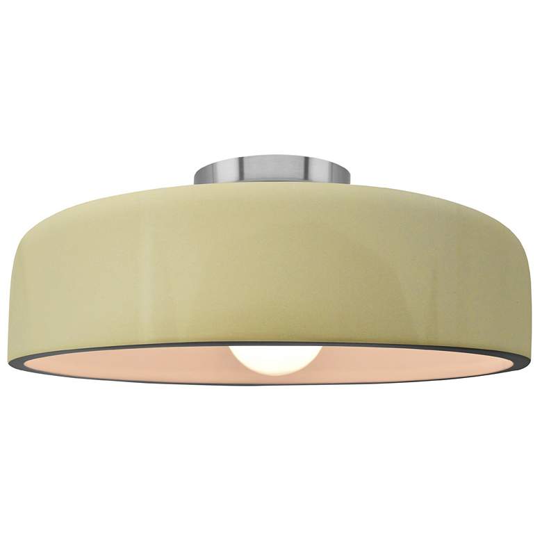 Image 1 Radiance 13"W Vanilla Gloss Frame Brushed Nickel Spire LED Semi.Flush