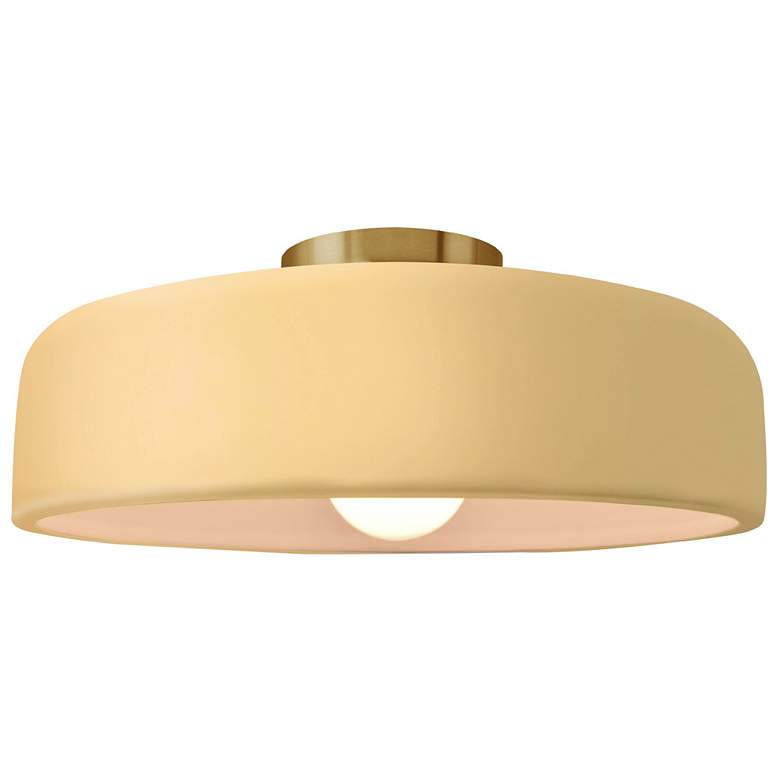 Image 1 Radiance 13"W Yellow Frame Brushed Brass Metal Medium Spire Semi.Flush