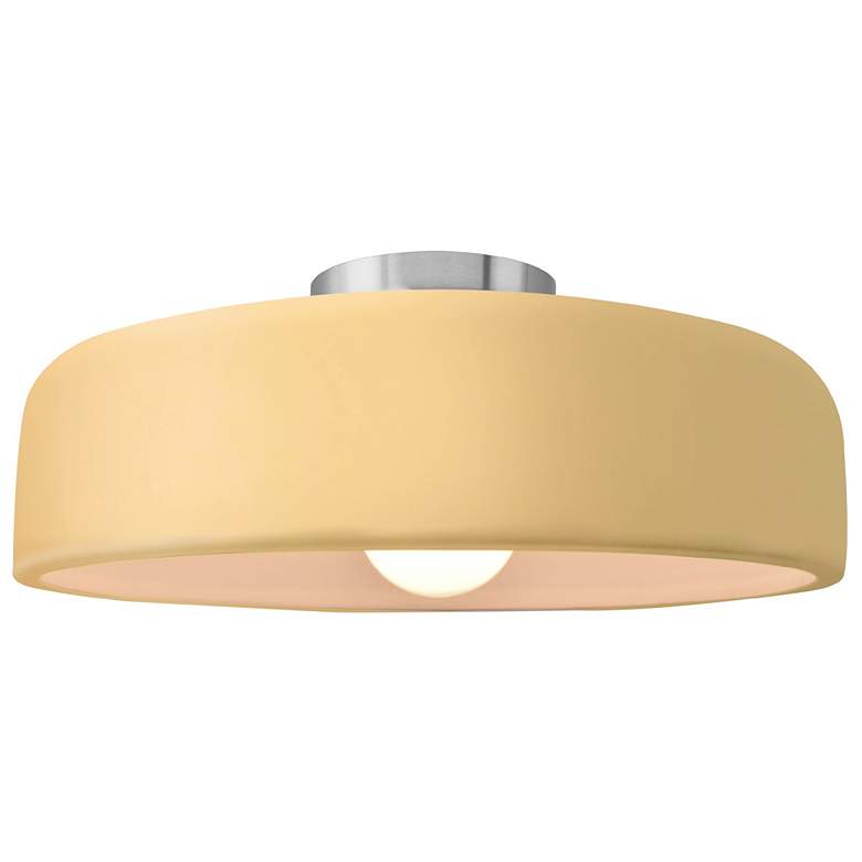 Image 1 Radiance 13"W Yellow Frame Brushed Nickel Metal Medium Spire Semi.Flus