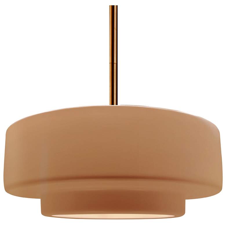Image 1 Radiance 14.5"W Adobe Frame Brushed Brass Tier Rigid Stem Kit LED Pend