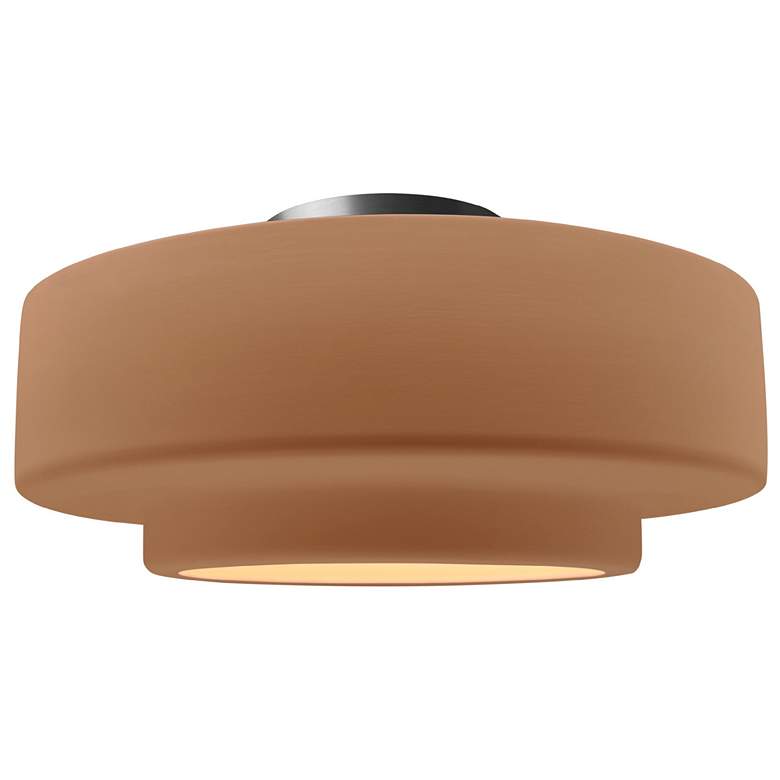 Image 1 Radiance 14.5"W Adobe Frame Brushed Nickel Metal Medium Tier Semi.Flus