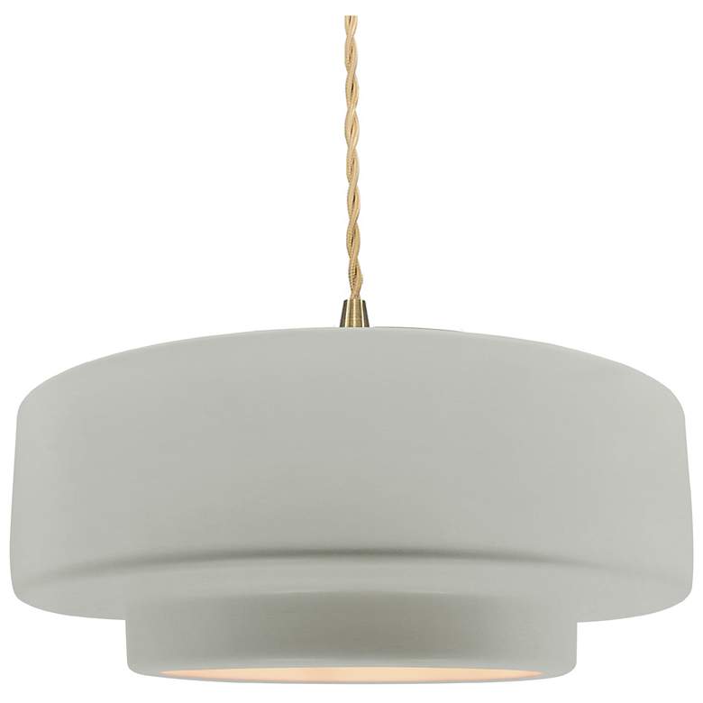 Image 1 Radiance 14.5"W Bisque Frame Brushed Brass Tier Beige Twisted LED Pend