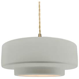 Image1 of Radiance 14.5"W Bisque Frame Brushed Brass Tier Beige Twisted Pendant