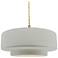 Radiance 14.5"W Bisque Frame Brushed Brass Tier Beige Twisted Pendant