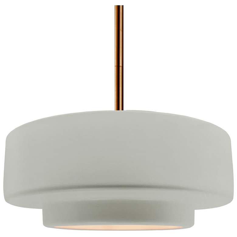 Image 1 Radiance 14.5"W Bisque Frame Brushed Brass Tier Rigid Stem Kit Pendant