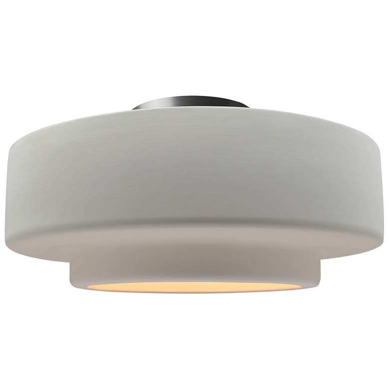 Image 1 Radiance 14.5"W Bisque Frame Brushed Nickel Medium Tier LED Semi.Flush
