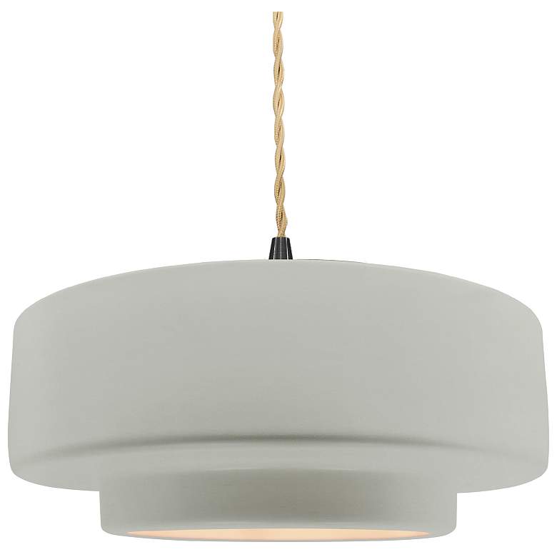 Image 1 Radiance 14.5"W Bisque Frame Matte Black Tier Beige Twisted LED Pendan