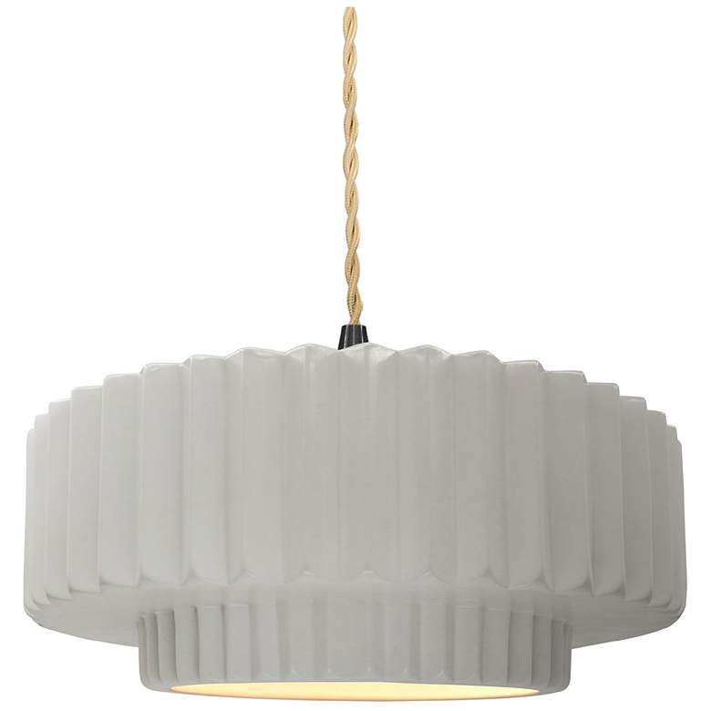 Image 1 Radiance 14.5"W Bisque Frame Matte Black Tier Pleated Beige Twisted Pe