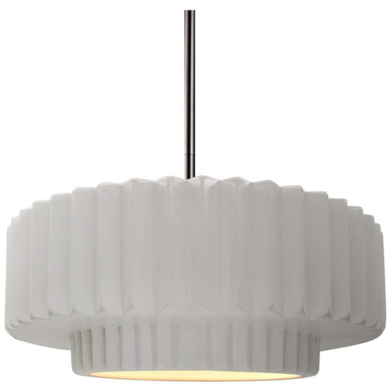Image 1 Radiance 14.5"W Bisque Frame Nickel Tier Pleated Rigid Stem Kit LED Pe