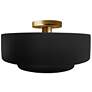 Radiance 14.5"W Carbon Frame Brushed Brass Metal Medium Tier Semi.Flus
