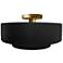 Radiance 14.5"W Carbon Frame Brushed Brass Metal Medium Tier Semi.Flus