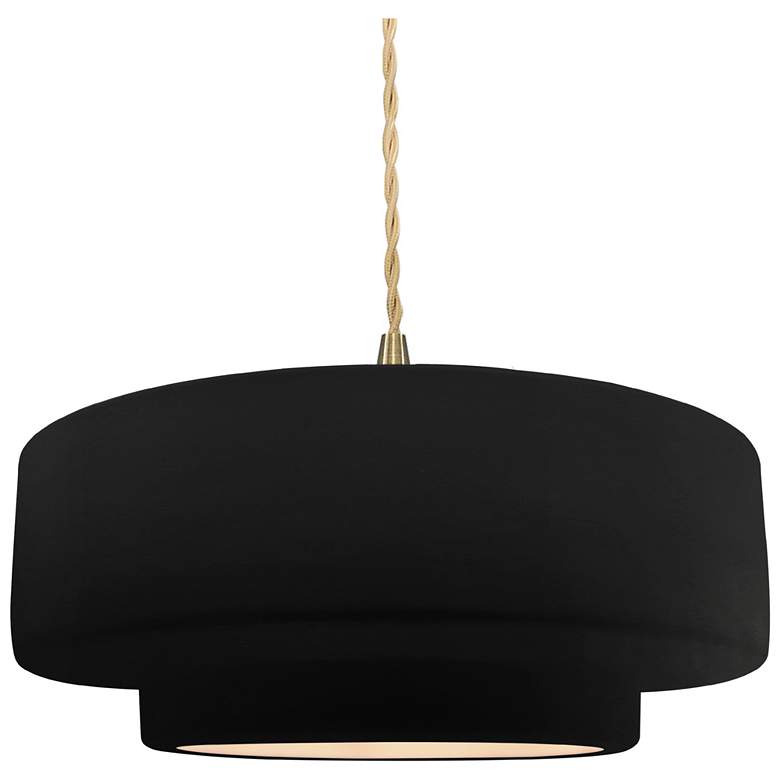 Image 1 Radiance 14.5"W Carbon Frame Brushed Brass Tier Beige Twisted LED Pend