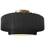 Radiance 14.5"W Carbon Frame Brushed Brass Tier Pleated LED Semi.Flush