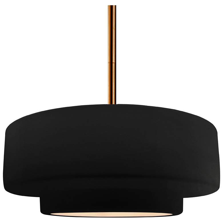 Image 1 Radiance 14.5"W Carbon Frame Brushed Brass Tier Rigid Stem Kit Pendant