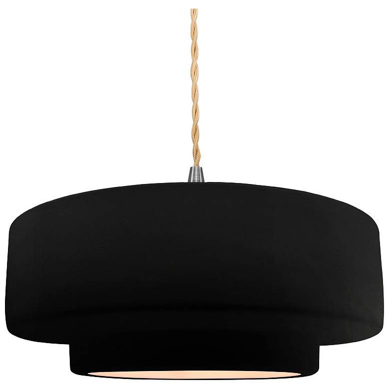 Image 1 Radiance 14.5"W Carbon Frame Brushed Nickel Tier Beige Twisted Pendant
