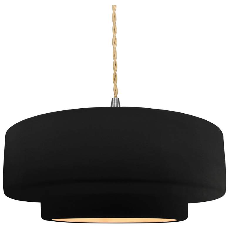 Image 1 Radiance 14.5"W Carbon/Gold Frame Nickel Tier Beige Twisted LED Pendan