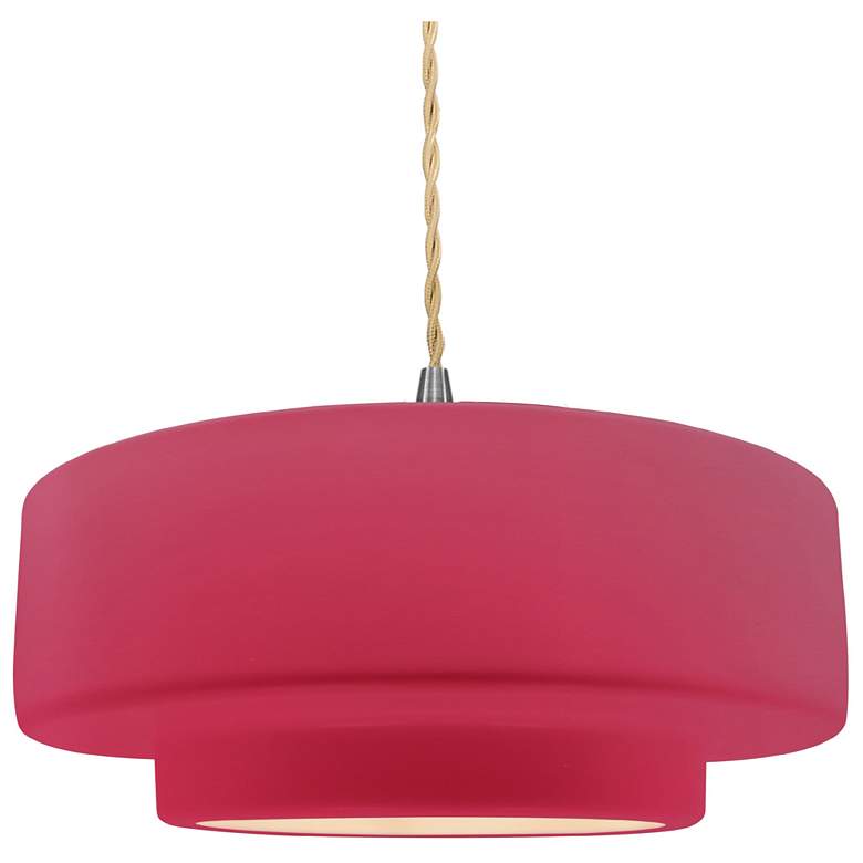 Image 1 Radiance 14.5"W Cerise Frame Brushed Nickel Tier Beige Twisted LED Pen