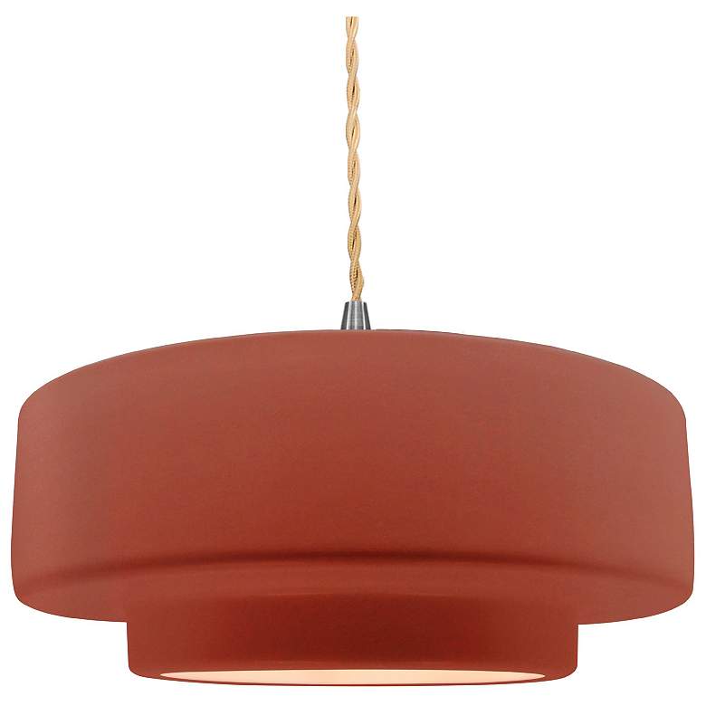 Image 1 Radiance 14.5"W Clay Frame Brushed Nickel Medium Tier Beige Twisted Pe