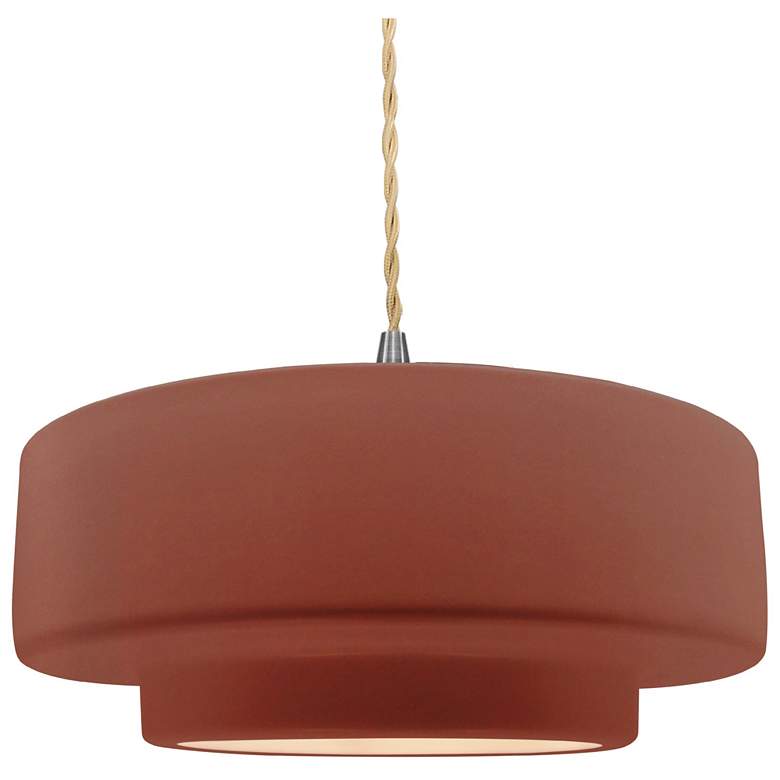 Image 1 Radiance 14.5"W Clay Frame Brushed Nickel Tier Beige Twisted LED Penda