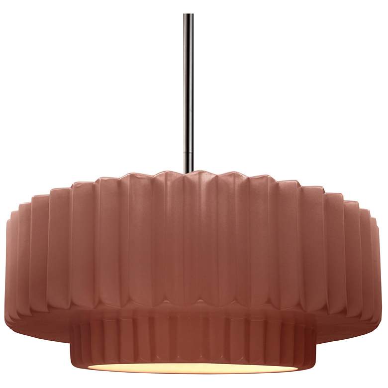 Image 1 Radiance 14.5"W Clay Frame Nickel Tier Pleated Rigid Stem Kit LED Pend