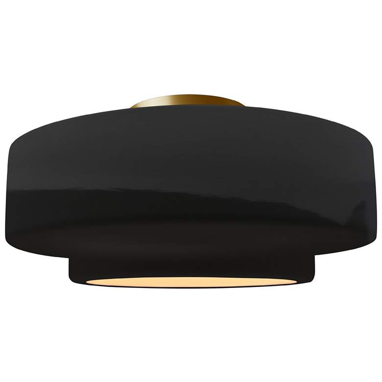 Image 1 Radiance 14.5"W Gloss Black Frame Brushed Brass Medium Tier LED Semi.F