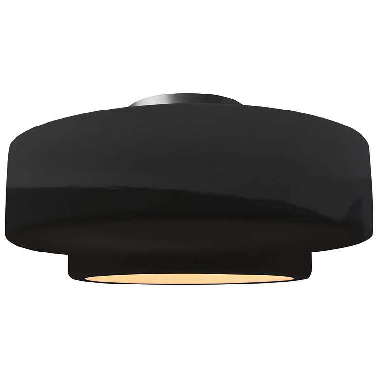 Image 1 Radiance 14.5"W Gloss Black Frame Brushed Nickel Medium Tier LED Semi.