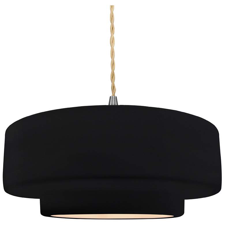 Image 1 Radiance 14.5"W Gloss Black Frame Brushed Nickel Tier Beige Twisted Pe