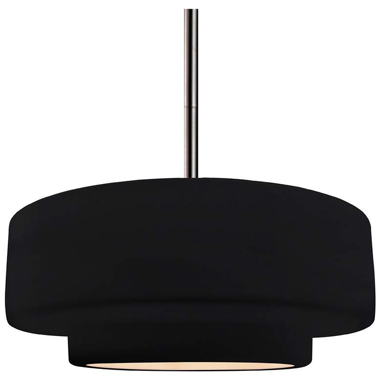 Image 1 Radiance 14.5"W Gloss Black Frame Nickel Tier Rigid Stem Kit Pendant