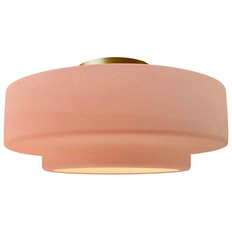 Image 1 Radiance 14.5"W Gloss Blush Frame Brushed Brass Medium Tier Semi.Flush