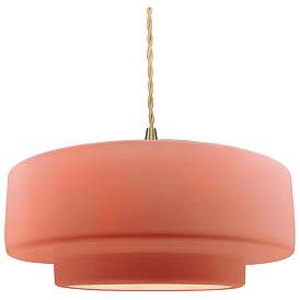 Image1 of Radiance 14.5"W Gloss Blush Frame Brushed Brass Tier Beige Twisted Pen