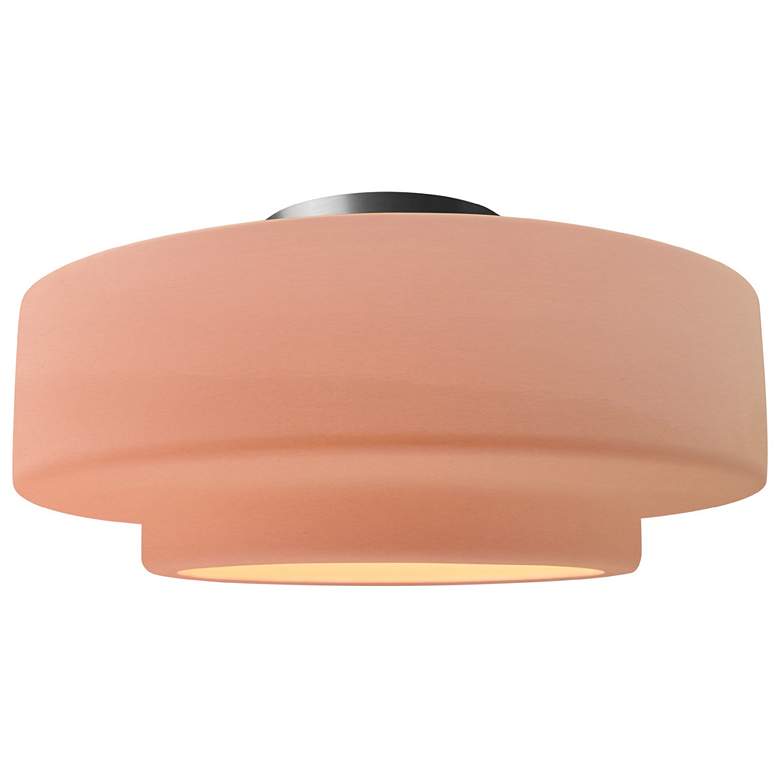 Image 1 Radiance 14.5"W Gloss Blush Frame Brushed Nickel Medium Tier Semi.Flus