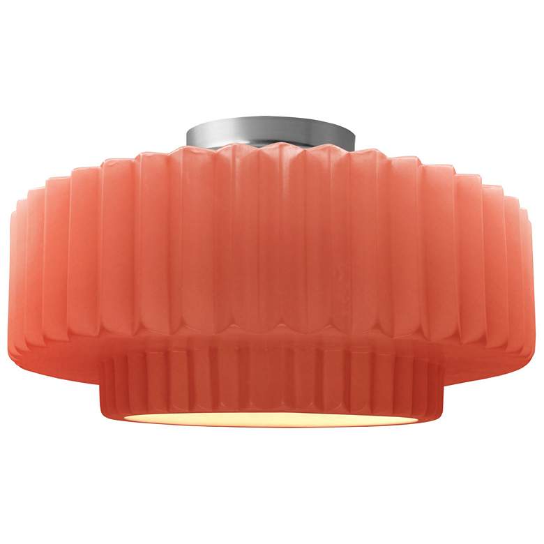 Image 1 Radiance 14.5"W Gloss Blush Frame Brushed Nickel Tier Pleated Semi.Flu
