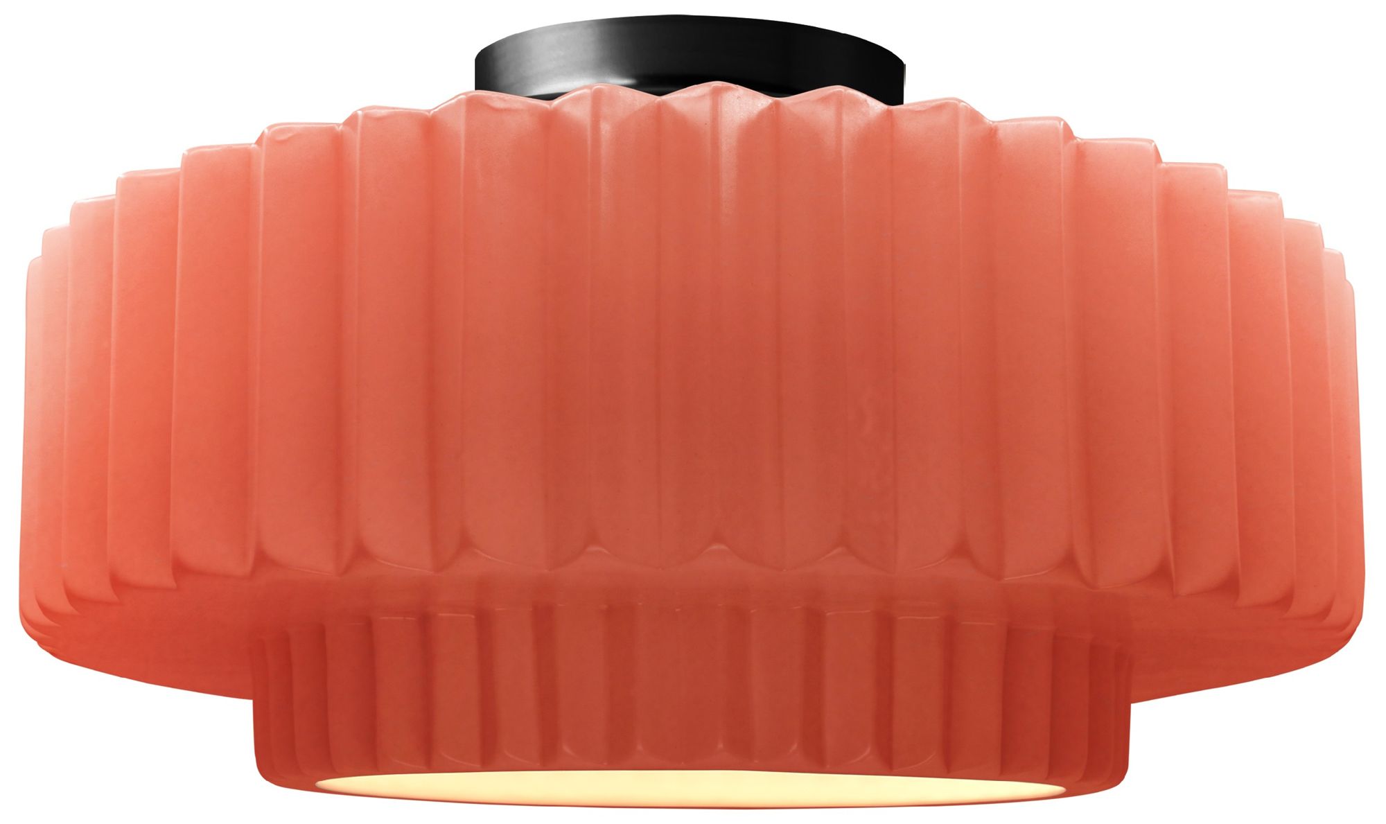Radiance 14.5"W Gloss Blush Frame Matte Black Tier Pleated LED Semi.Fl