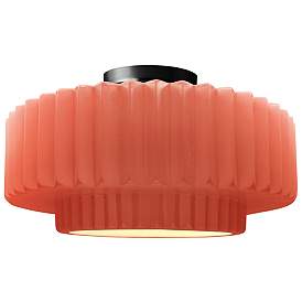 Image1 of Radiance 14.5"W Gloss Blush Frame Matte Black Tier Pleated Semi.Flush