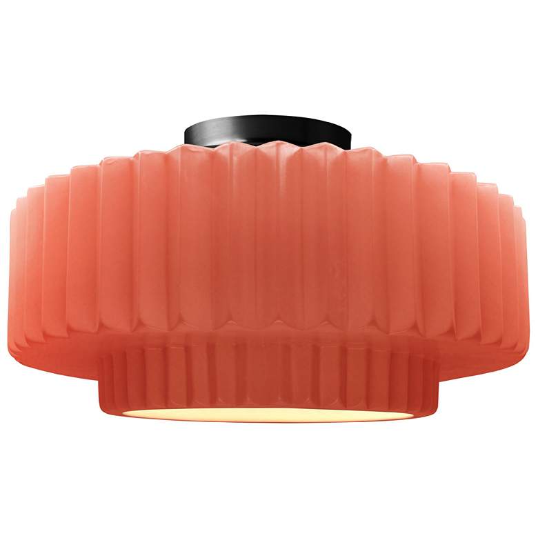 Image 1 Radiance 14.5"W Gloss Blush Frame Matte Black Tier Pleated Semi.Flush