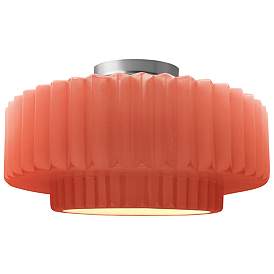 Image1 of Radiance 14.5"W Gloss Blush Frame Nickel Tier Pleated LED Semi.Flush