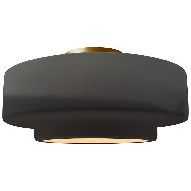 Image 1 Radiance 14.5"W Gloss Grey Frame Brushed Brass Medium Tier LED Semi.Fl